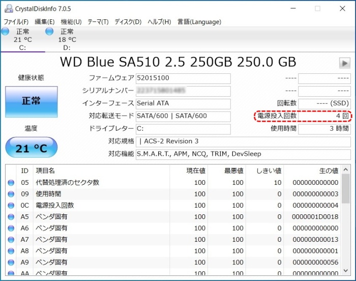 Westem Digital SSD Diskinfo
