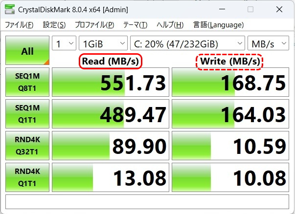 AOMEI Backupper ｸﾛｰﾝSSD　4Kｱﾗｲﾒﾝﾄ DiskMark