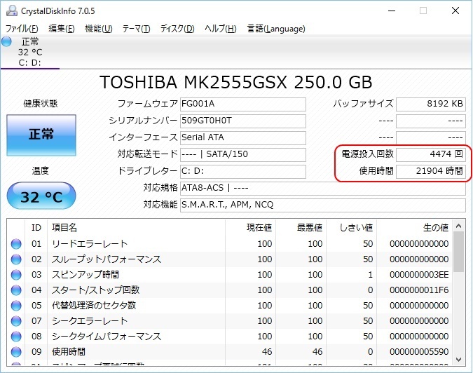 内蔵HDD使用状況