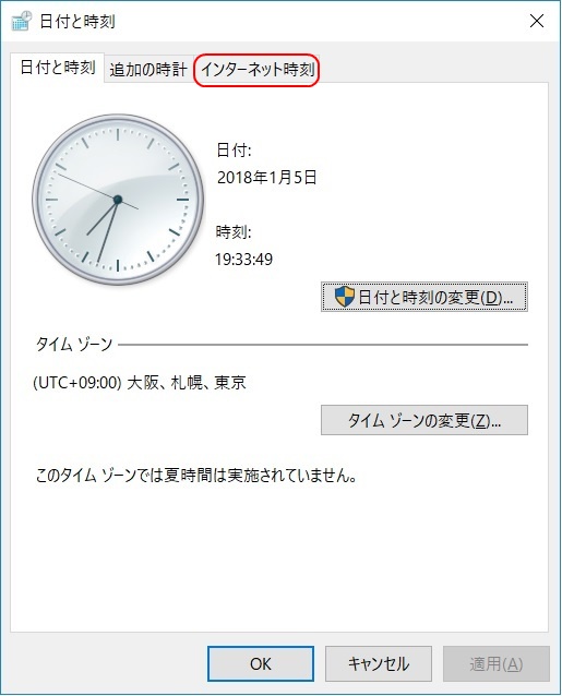 ｲﾝﾀｰﾈｯﾄ時刻