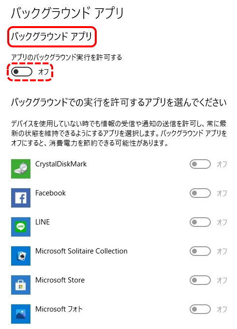 バックグラウンドアプリ