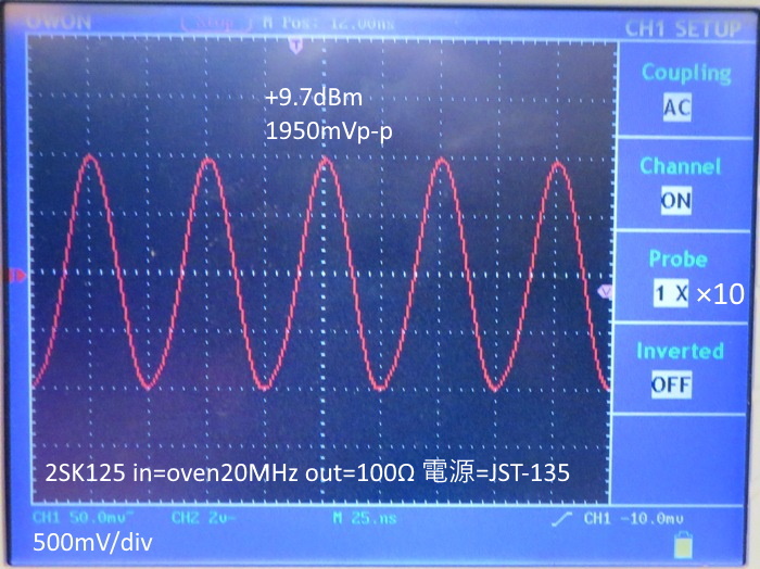 in=oven20MHz out=100Ω 電源=JST-135
