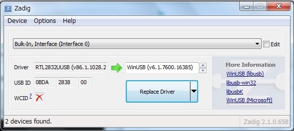 Zadig for WindowsXP
