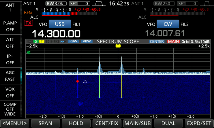 RF SCOPE 2tone DPD ON　+45dBc