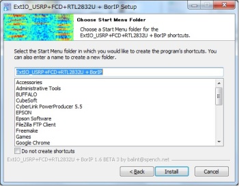 Choose Start Menu Folder