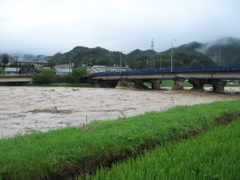 宮川の濁流